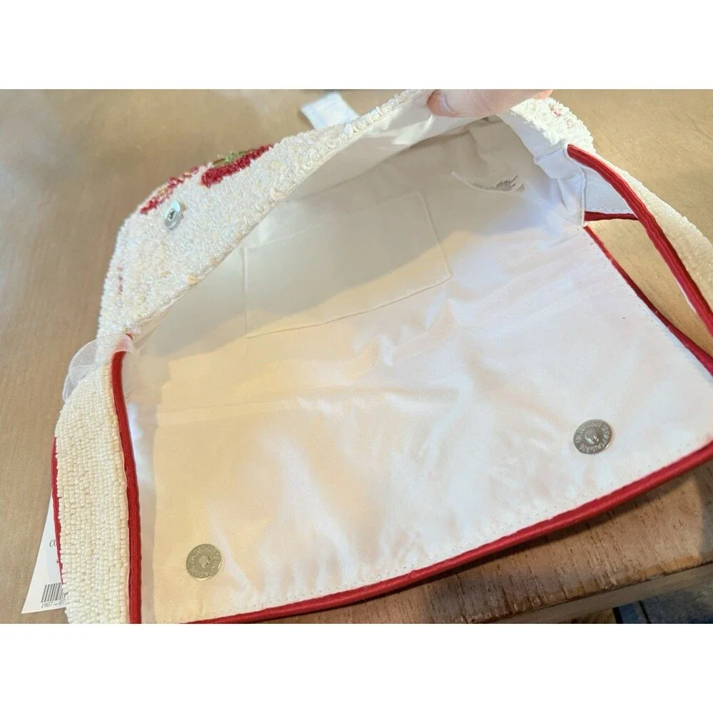 Beaded Tomato Bag Handcrafted In India NEW w/tags Viral Tiktok Red White 10x6" - Picture 7 of 16